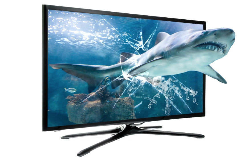 Shark coming out of an LED TV