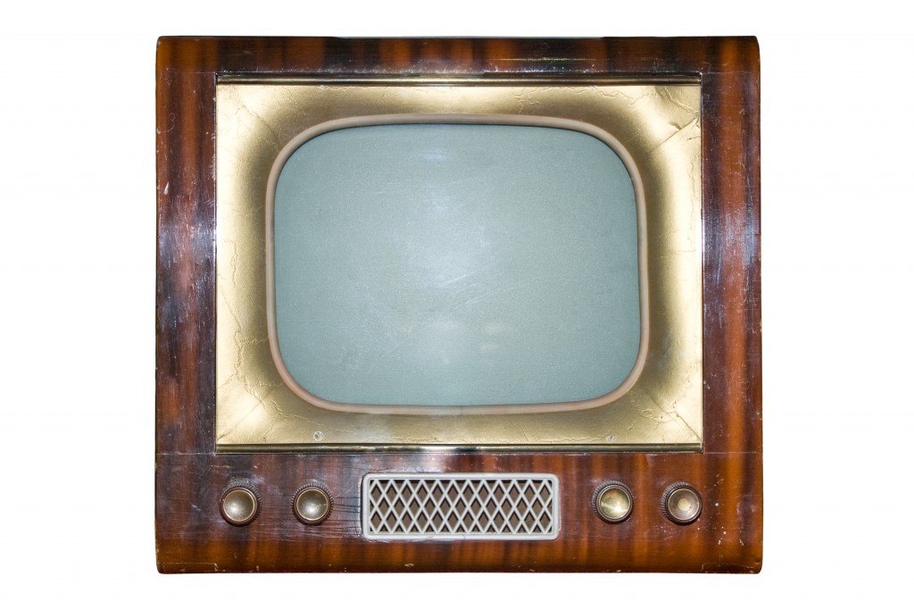 The out-of-date TV on a white background