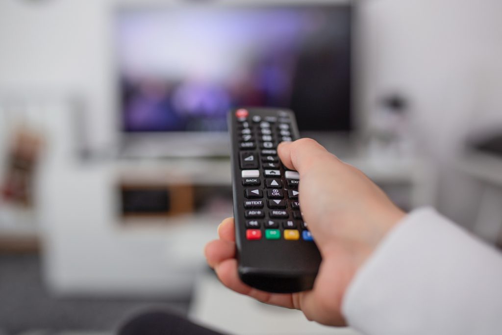 Pointing a remote control at a smart TV