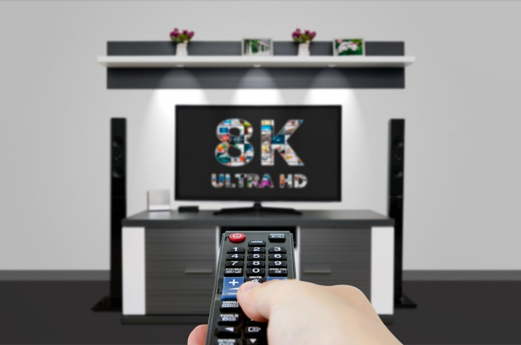 Remote control pointing to 8K television