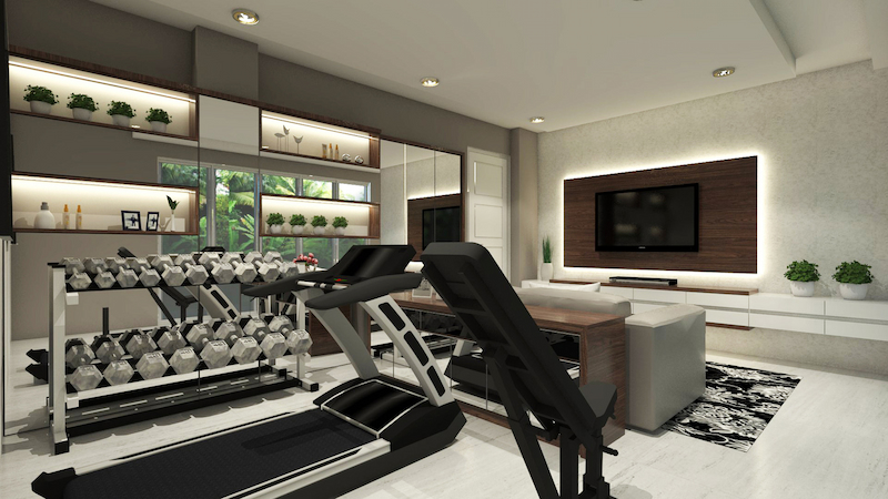 Very Smart and Modern Gym with a TV