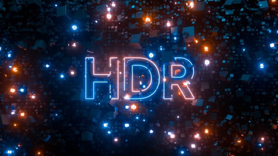 A glowing letters in blue and orange lights